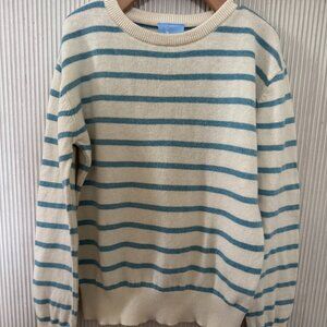 Bella Bliss Cotton & Cashmere Blend Cream & Blue Stripe Kids Sweater 5